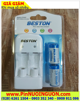 Beston BST-(CD643+CR123A) _Bộ sạc kèm sẳn 2 pin sạc Lithium Li-ion 3v Beston CR123A 600mAh chính hãng 